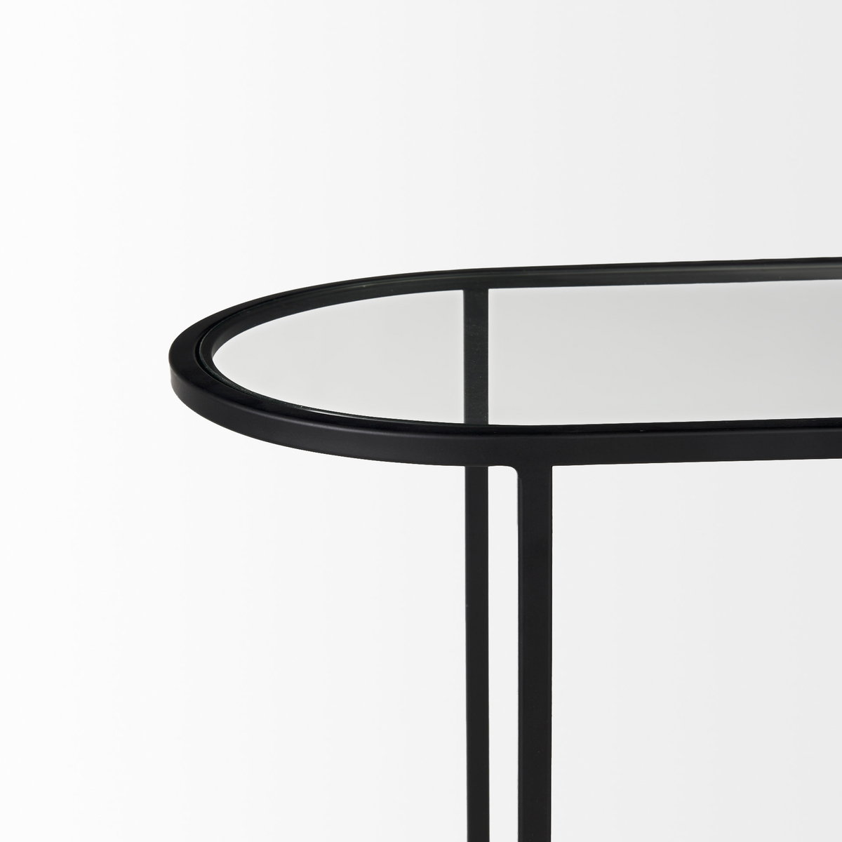 Celine 24.2 L x 12.6 W x 22.4 H Set of Two Black/Silver Metal and Glass Nesting Accent Tables, Side & End Table by Mercana, 24.21" length x 12.6" width x 22.44" height View 8