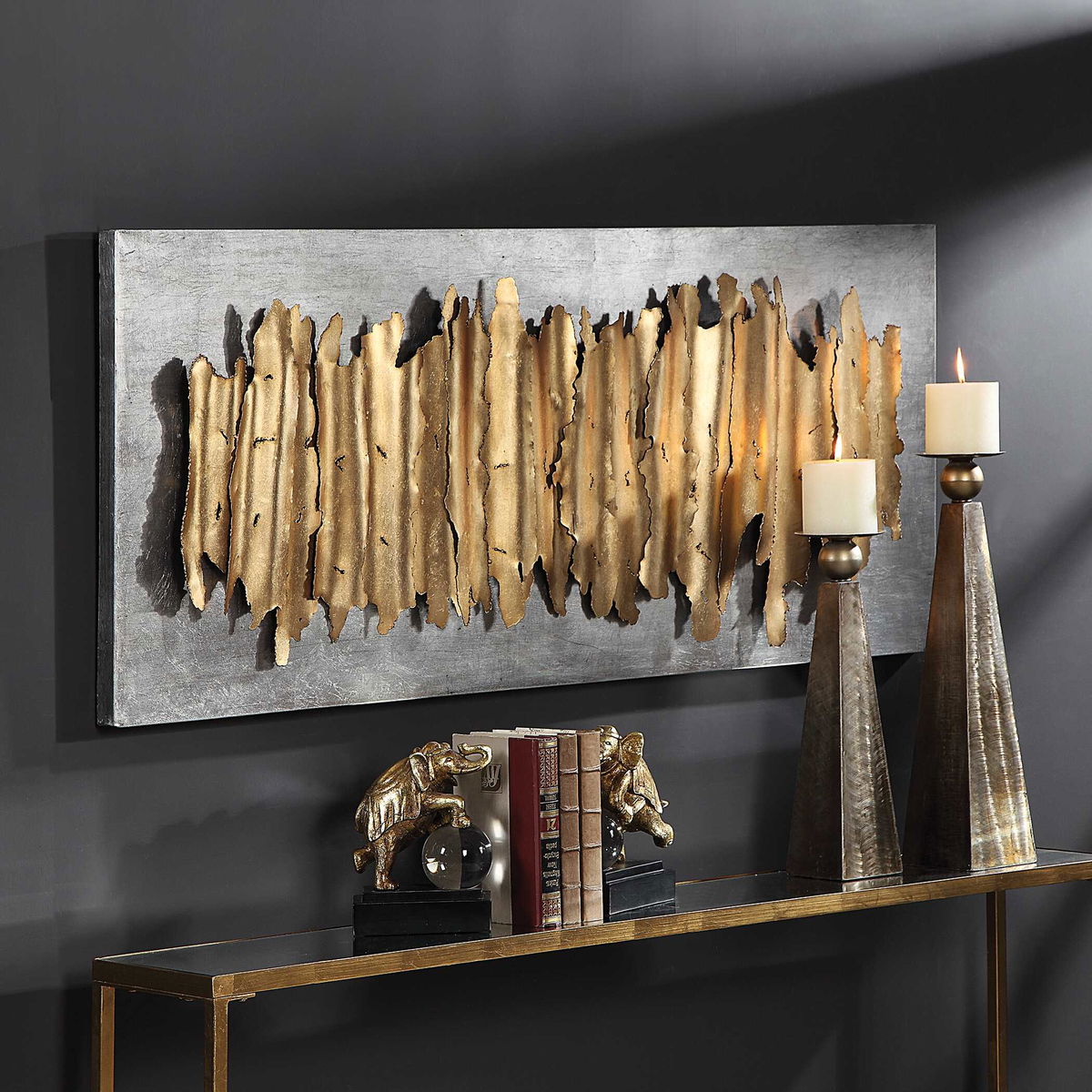 Lev Gold Metal Wall Decor, Art by Uttermost, 24" width x 55.25" height x 2.75" depth View 7