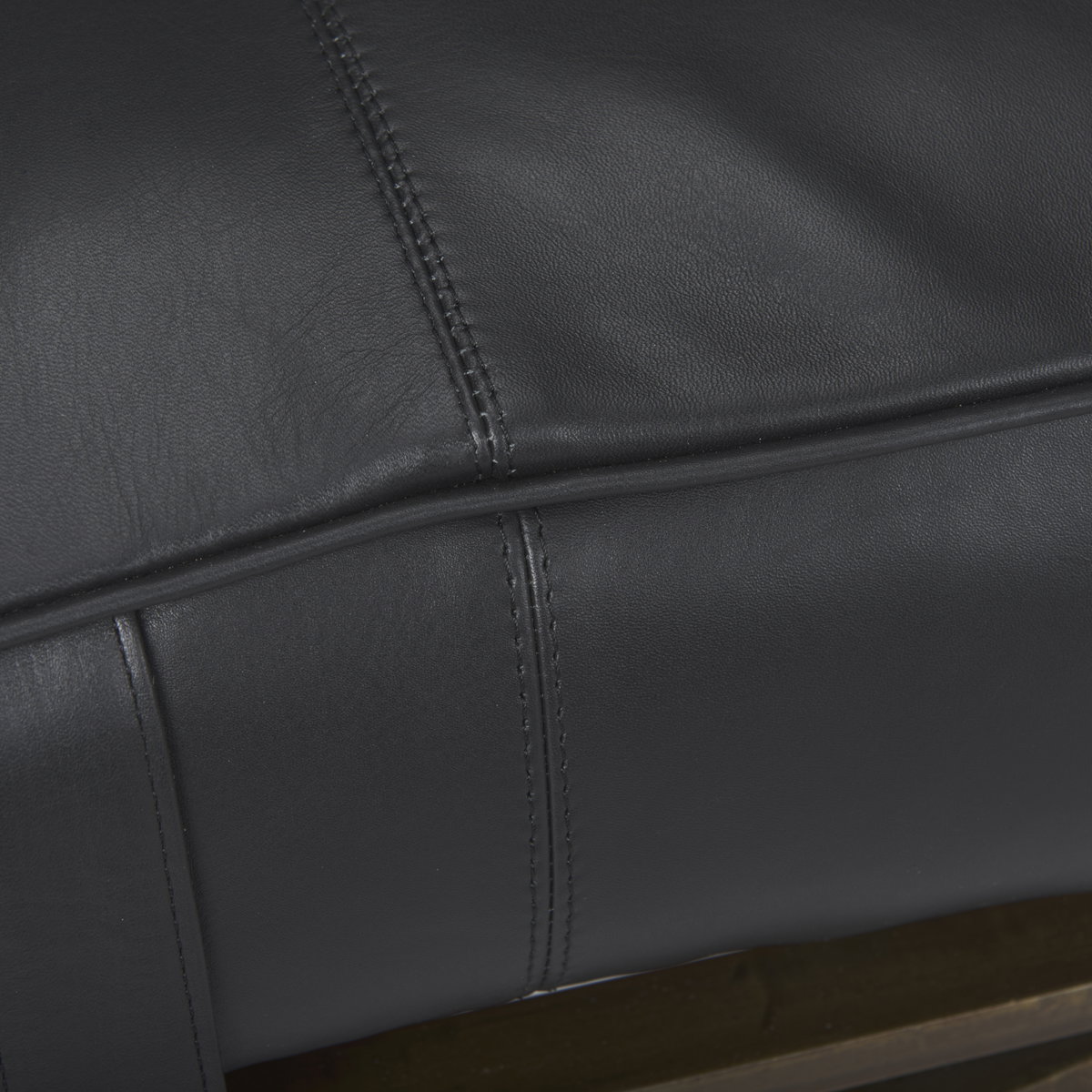 Jessie 55L x 16W Black Leather Seat with Gold Metal Base Accent Bench, Benche by Mercana, 55" length x 16" width x 20" height View 9