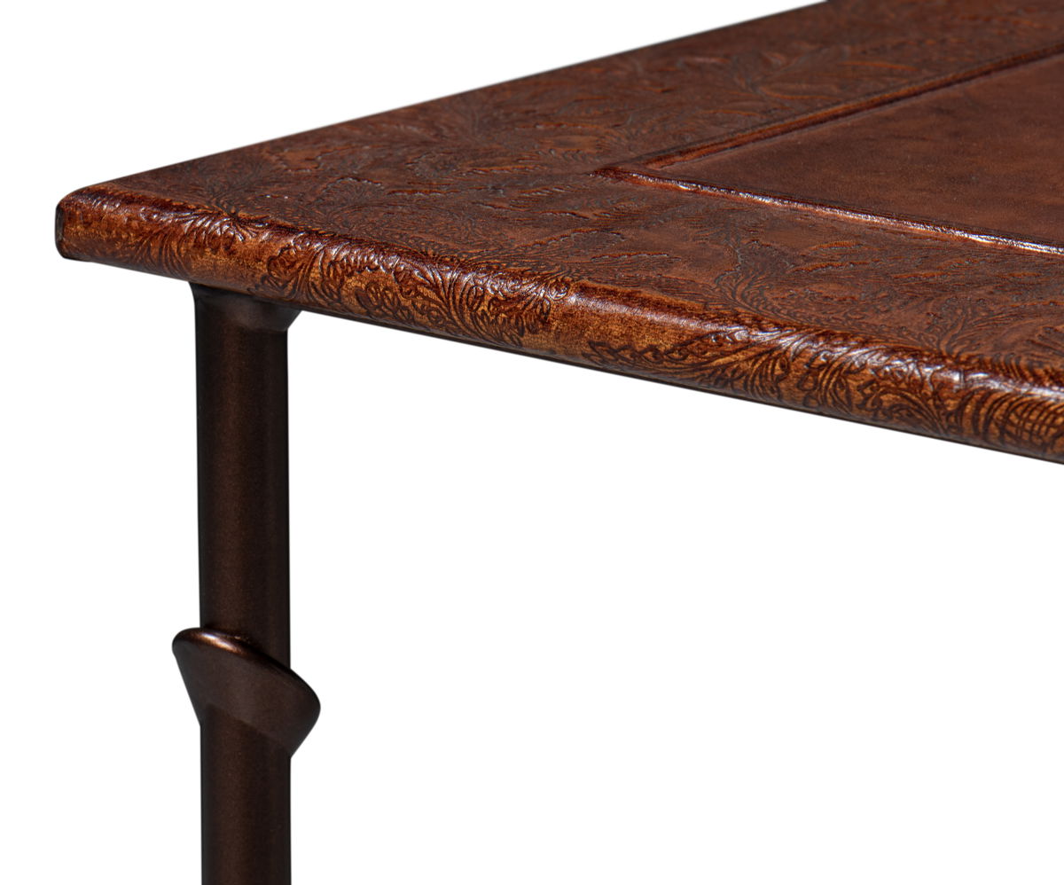 Kew Gardens Leather Nesting Tables, by Sarreid, 1'2" length x 1'11" width x 2'1" height View 7