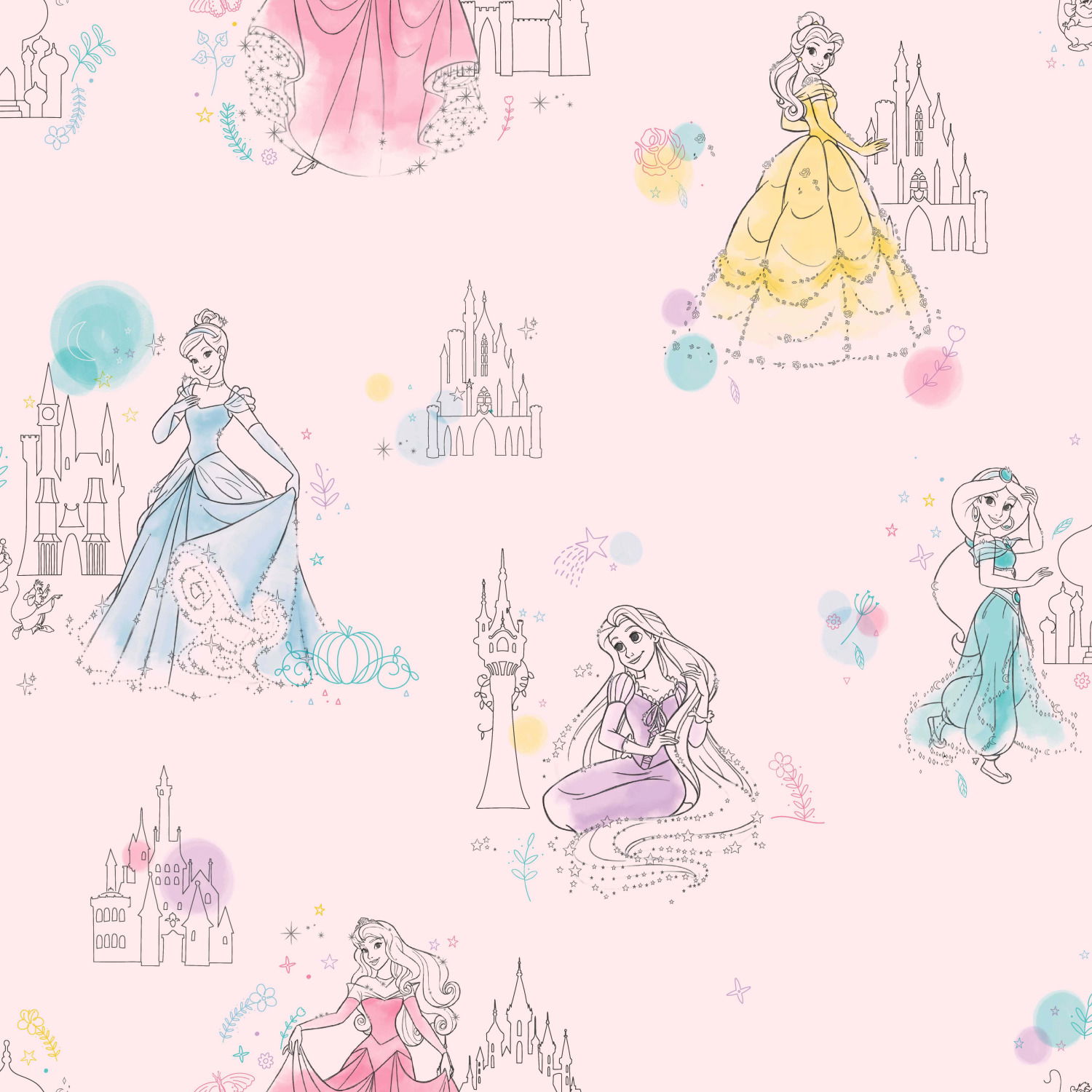 Disney Princess Pretty Elegant Pink Wallpaper large image 