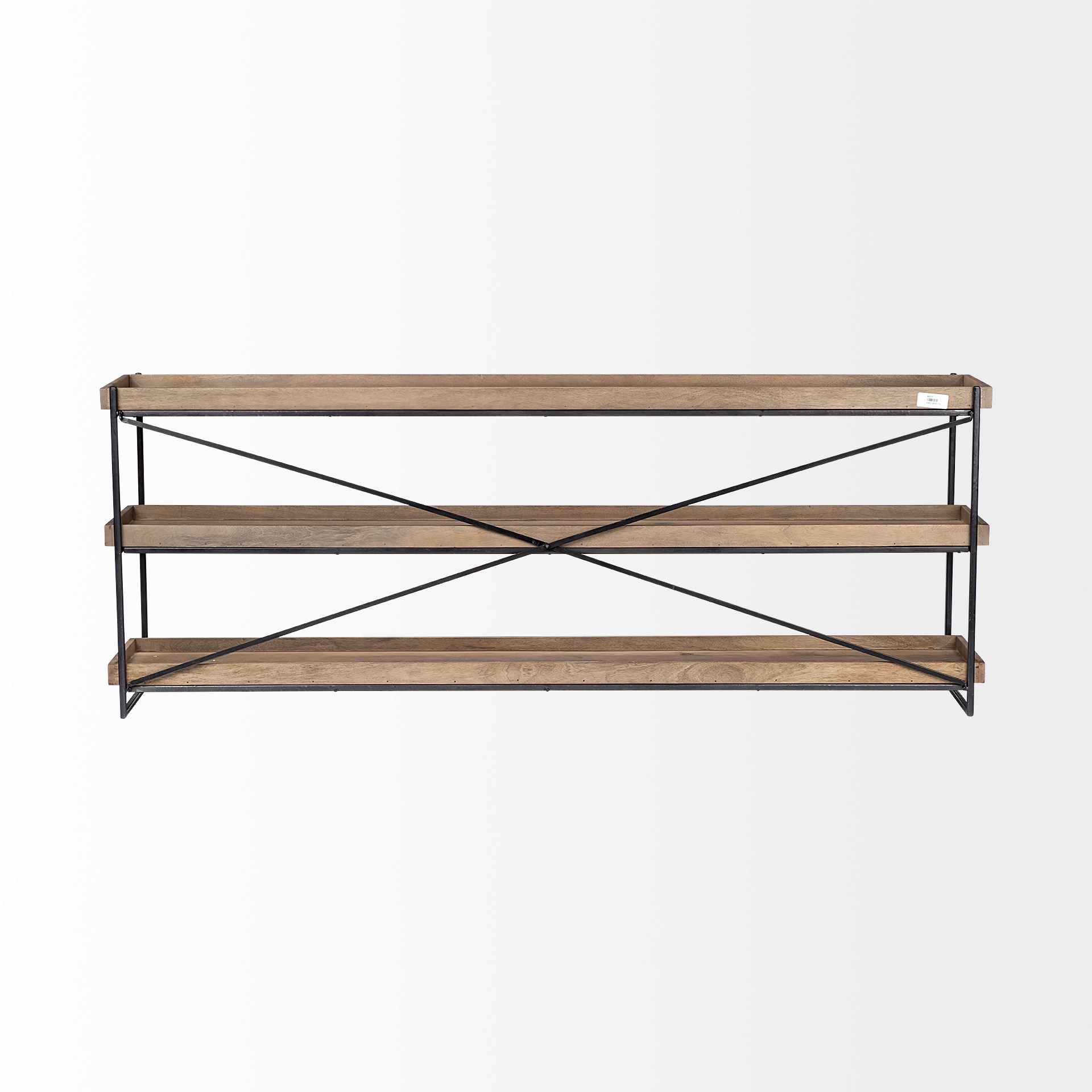 Trey I 80L x 16W Brown Wood and Black Iron Console Table large image 