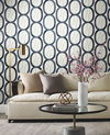 Interlock Navy Wallpaper, by York Wall, 33' length x 1'8.5" width x 0.02" depth thumbnail 2