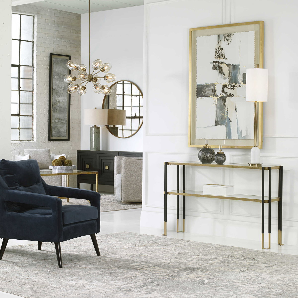 Chet 12 Light Sputnik Chandelier, by Uttermost, 32.5" width x 20" height x 32.5" diameter x 32.5" depth View 8