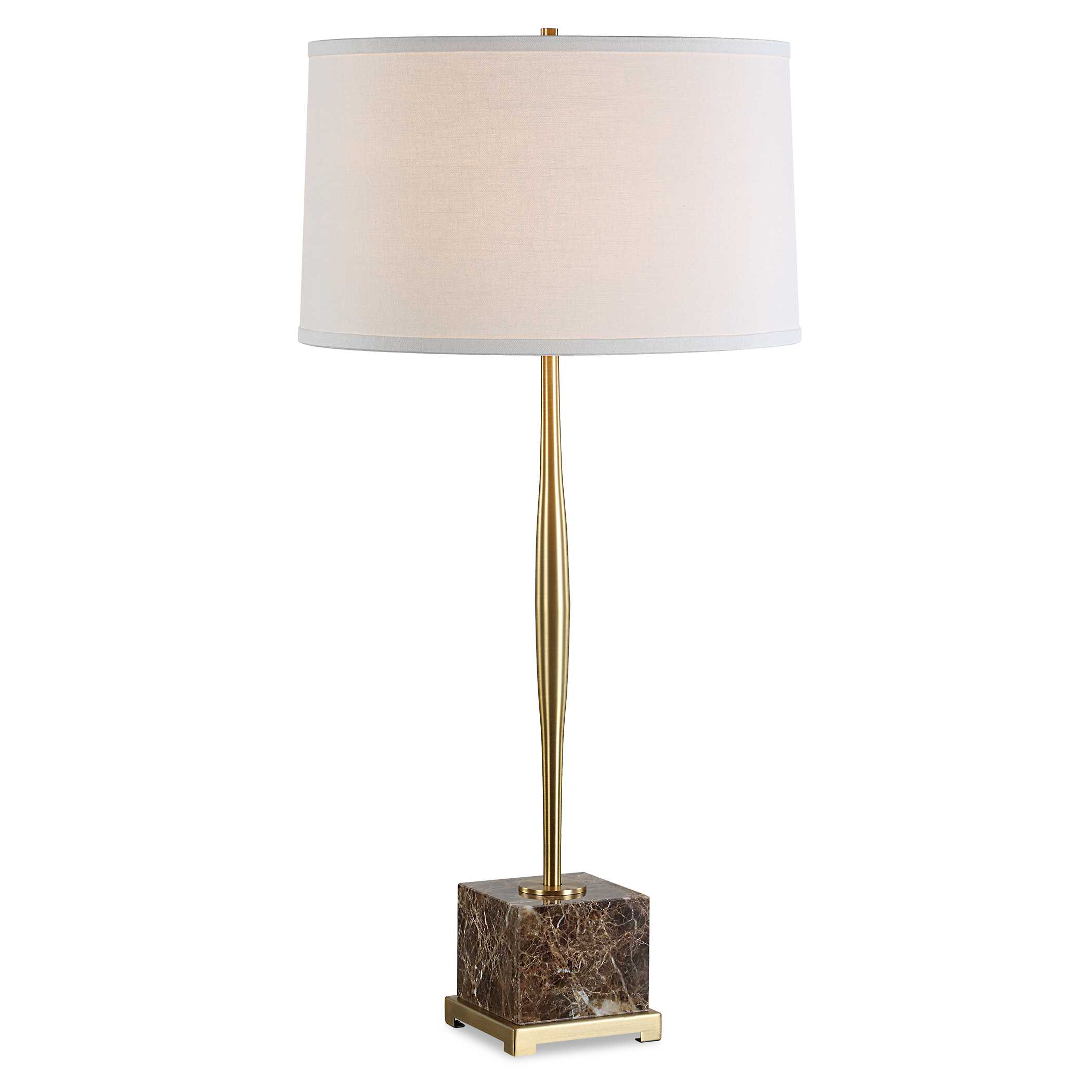 Booker Thin Brass Table Lamp, by Uttermost, 17" width x 34.25" height x 17" depth View 1