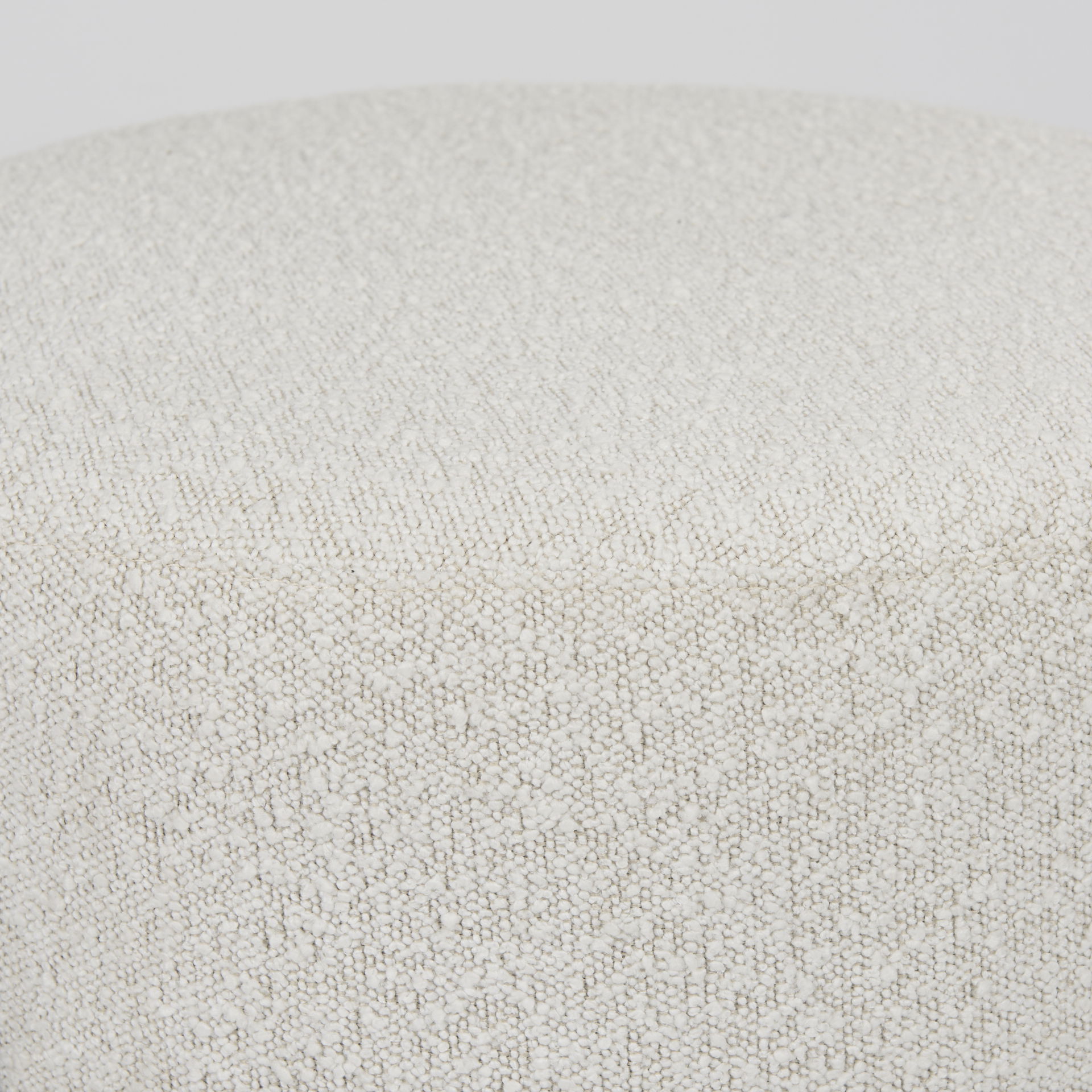 Amelia Cream Boucle with Black Metal Upholstered Pouf, Ottoman by Mercana, 21.26" length x 21.26" width x 19" height View 9