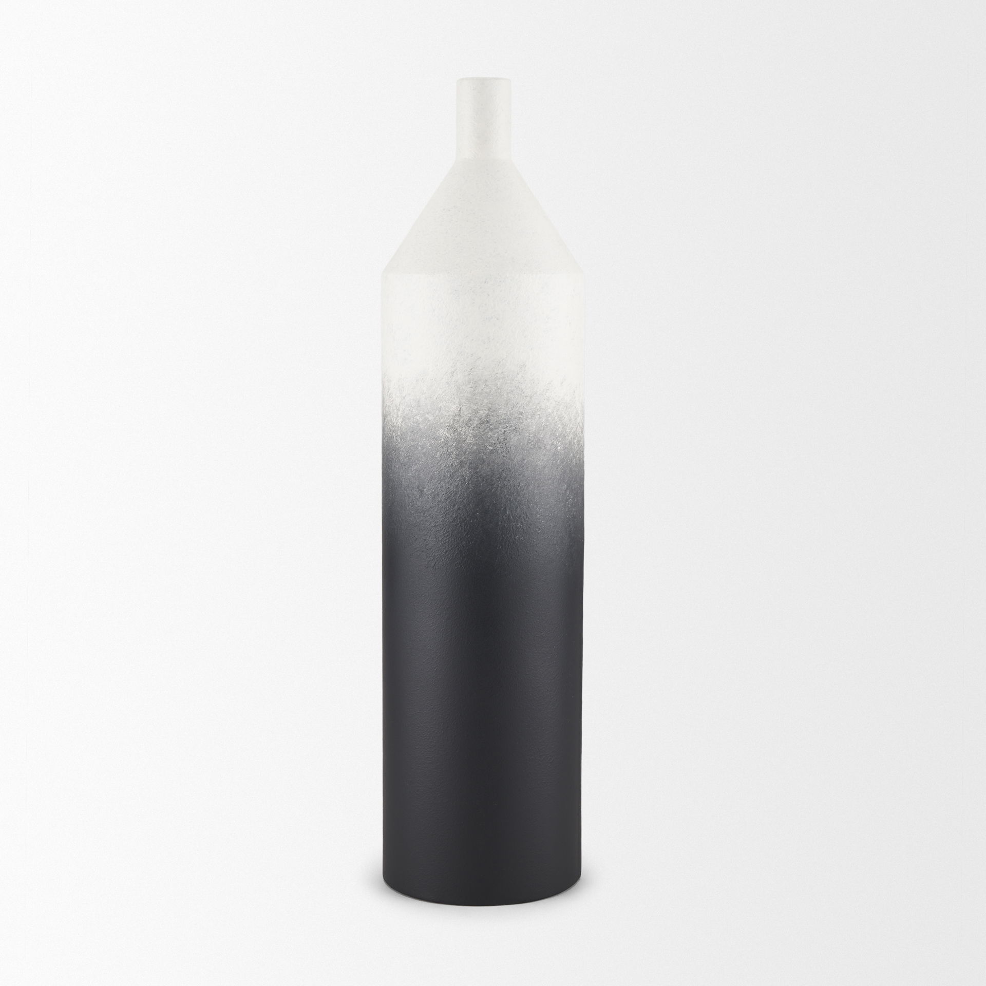 Townley Tall White with Black Ombre Metal Vase large image 