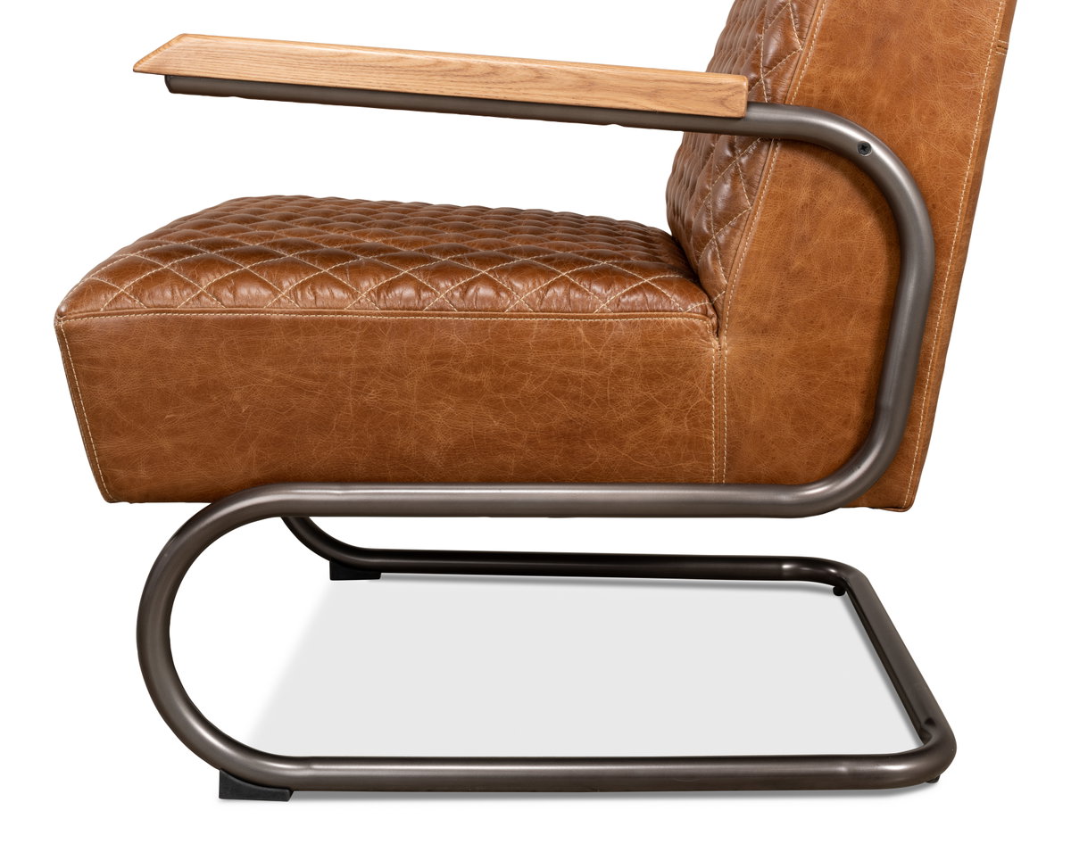 Beverly Hills Chair  Cuba Brown Leather, by Sarreid, 2'9" length x 2'4" width x 2'9" height View 7