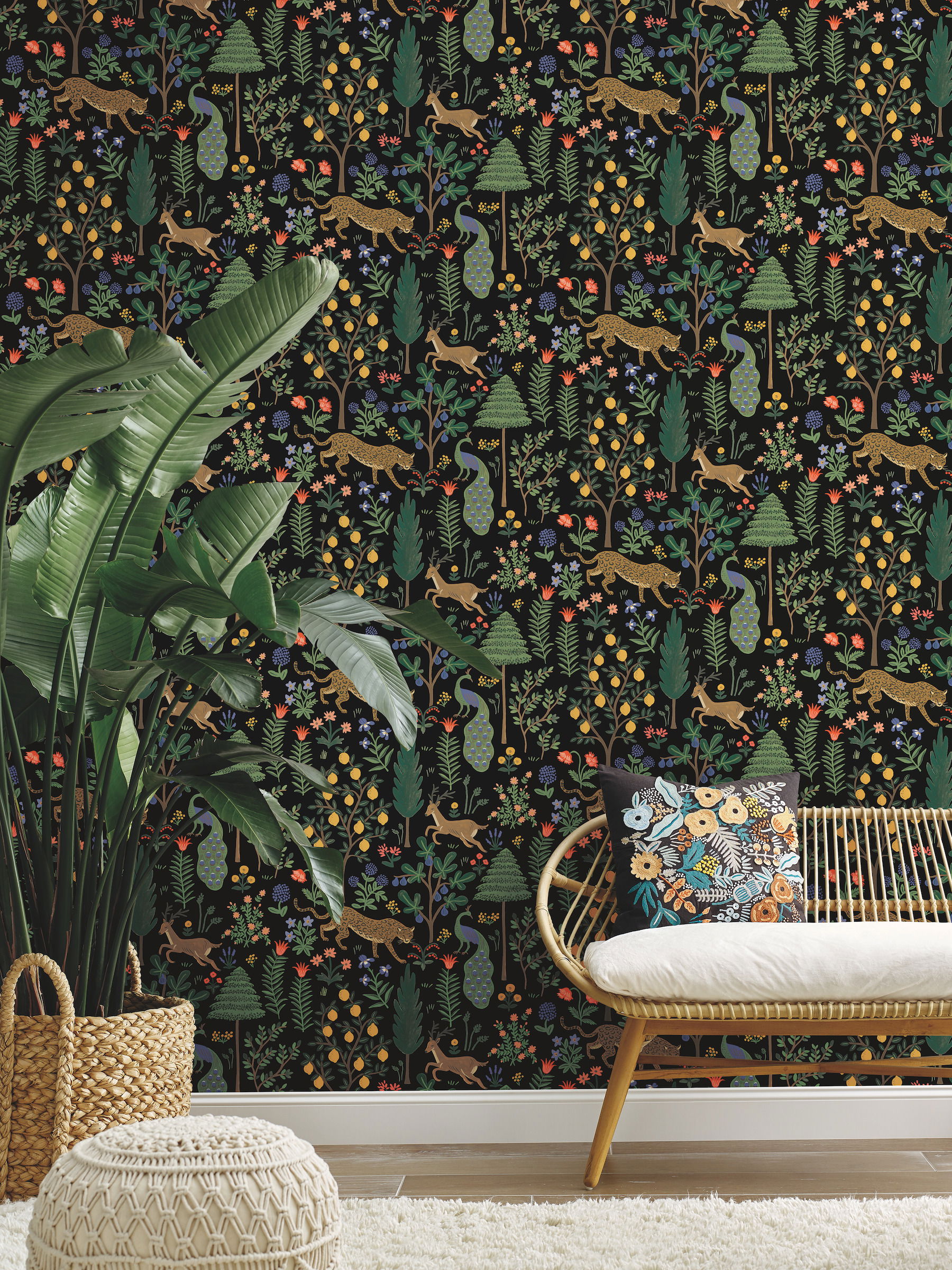 Menagerie Black Peel & Stick Wallpaper large image 