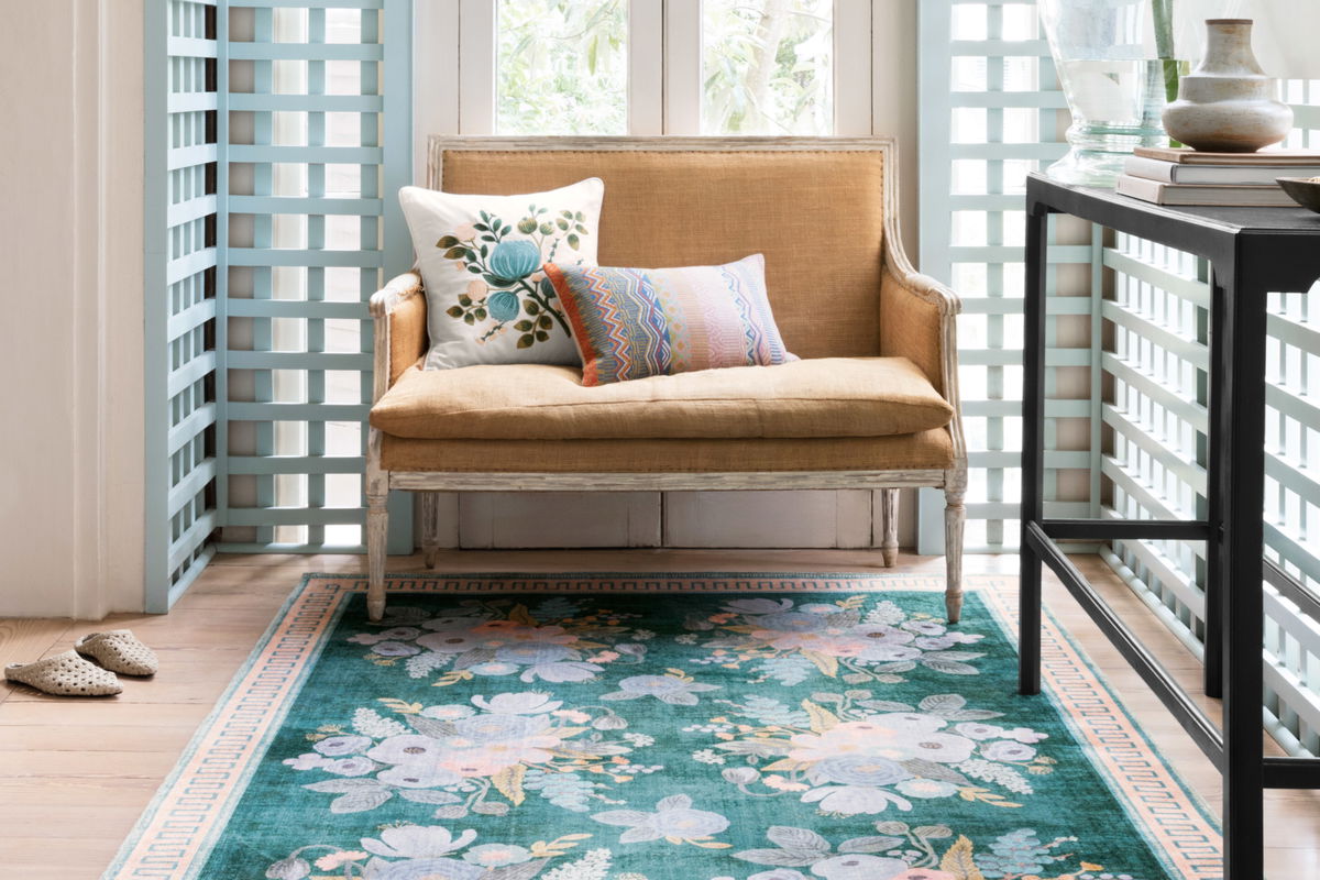 Rifle Paper Co. x Loloi Jardin Rug, 1'6" length x 1'6" width View 4