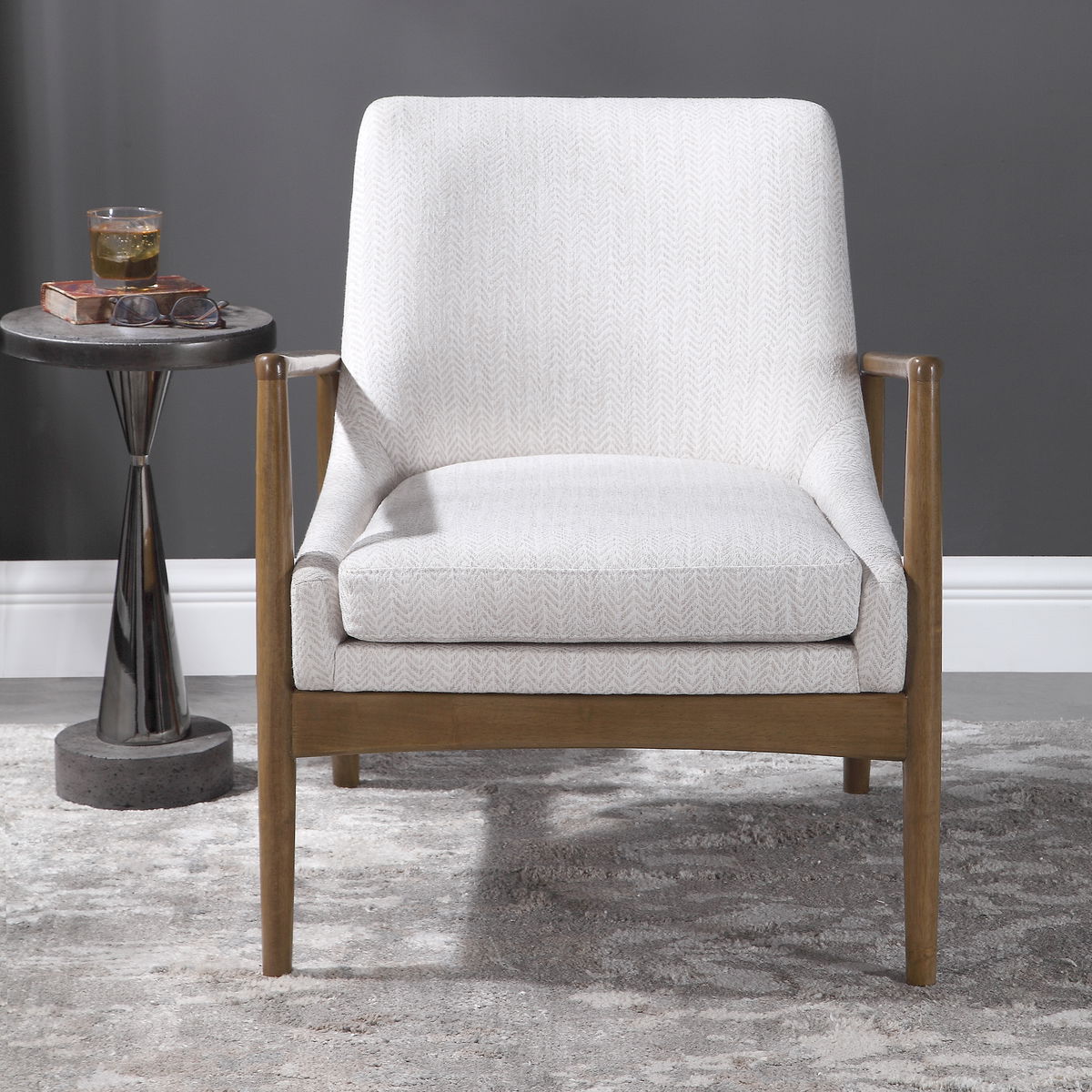 Bev White Accent Chair, by Uttermost, 27" width x 31.5" height x 31" depth View 2
