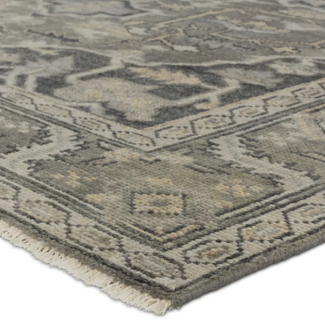 Jaipur Living Meradi SLN21 Handknotted Medallion Gray Area Rug (10'x14') large image 
