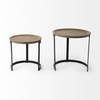 Aisley (Set of 2) 19.3L x 19.3W x 19H Light Brown Wood with Black Metal Base Round Nesting Side Tables, Side & End Table by Mercana, 19" length x 19" width x 19.25" height thumbnail 5