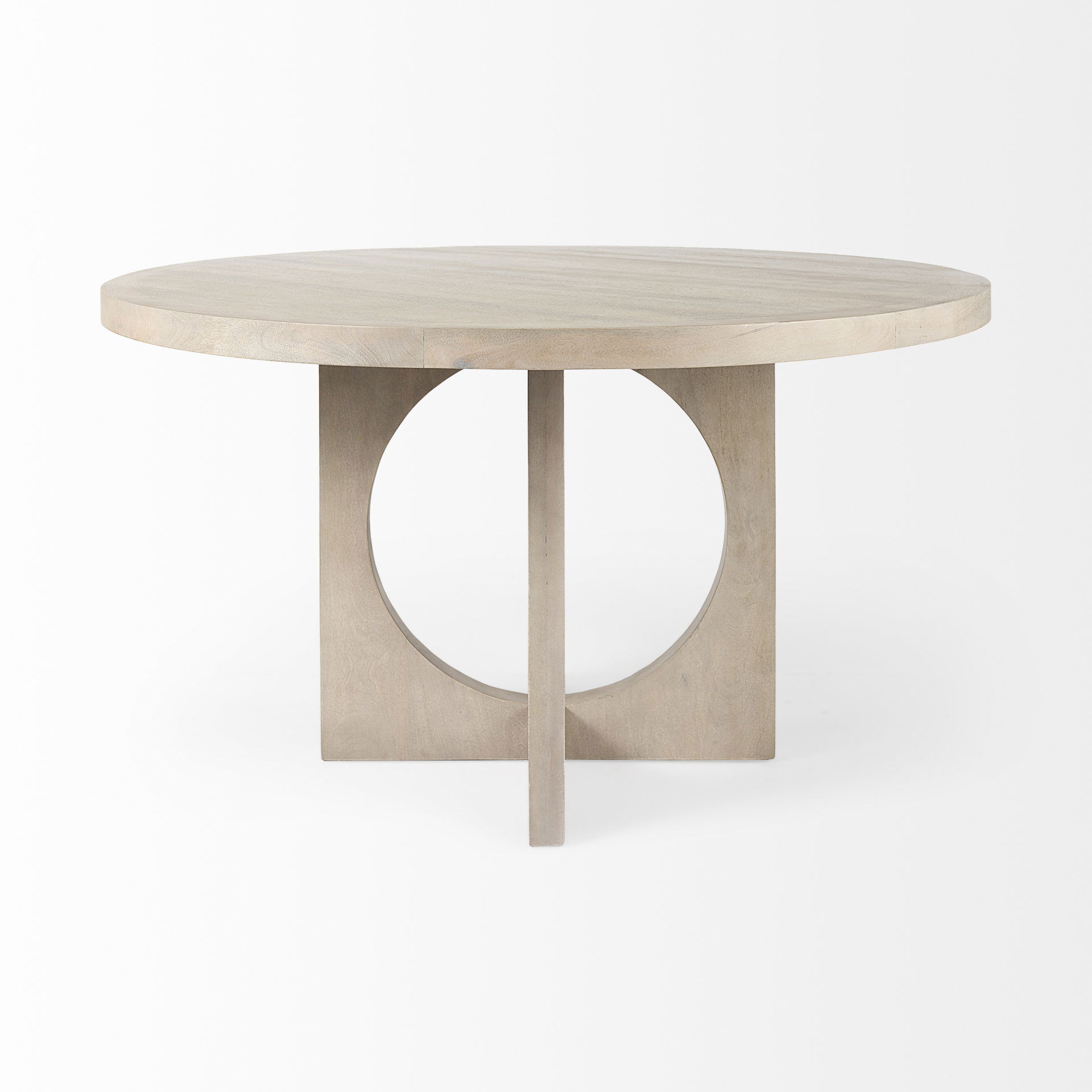 Liesl 54.L x 54.0W x 30.0H Barely Gray Finished Wood with Circular Top Dining Table, by Mercana, 54" length x 54" width x 30" height View 4