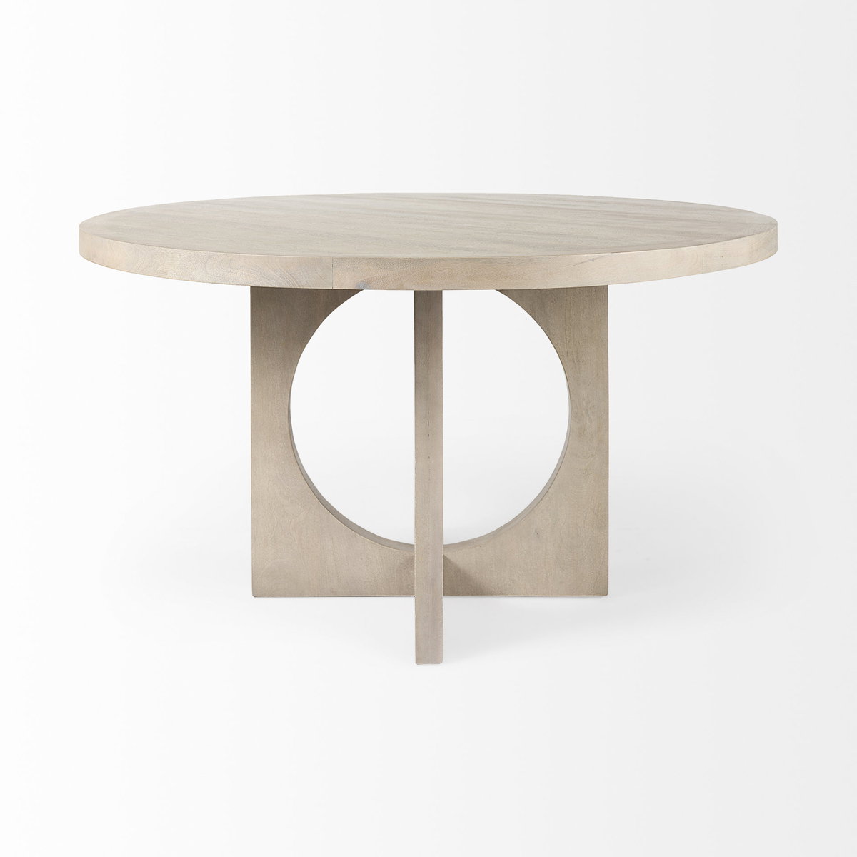 Liesl 54.L x 54.0W x 30.0H Barely Gray Finished Wood with Circular Top Dining Table, by Mercana, 54" length x 54" width x 30" height View 4