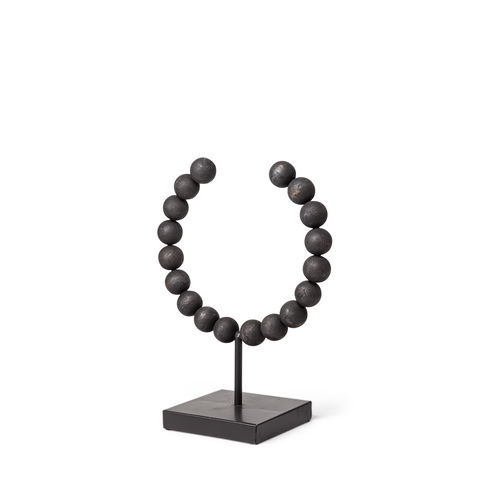Tulane I (Small) 9L x 5W Black Beaded Broken Sphere Decorative Object