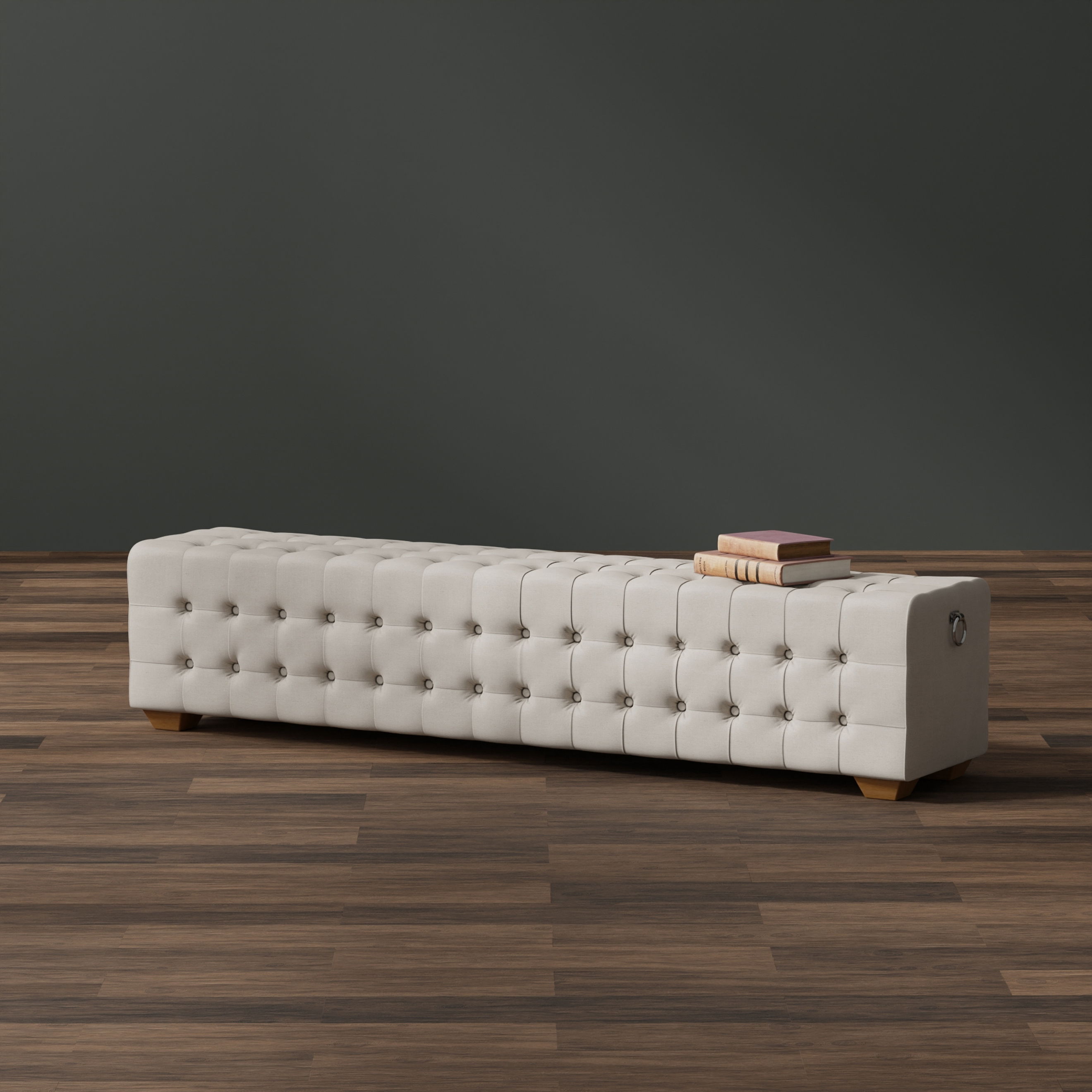 Beam Bench, Tufted Beige Linen, Seating by Sarreid, 78" length x 18" width x 18" height View 11