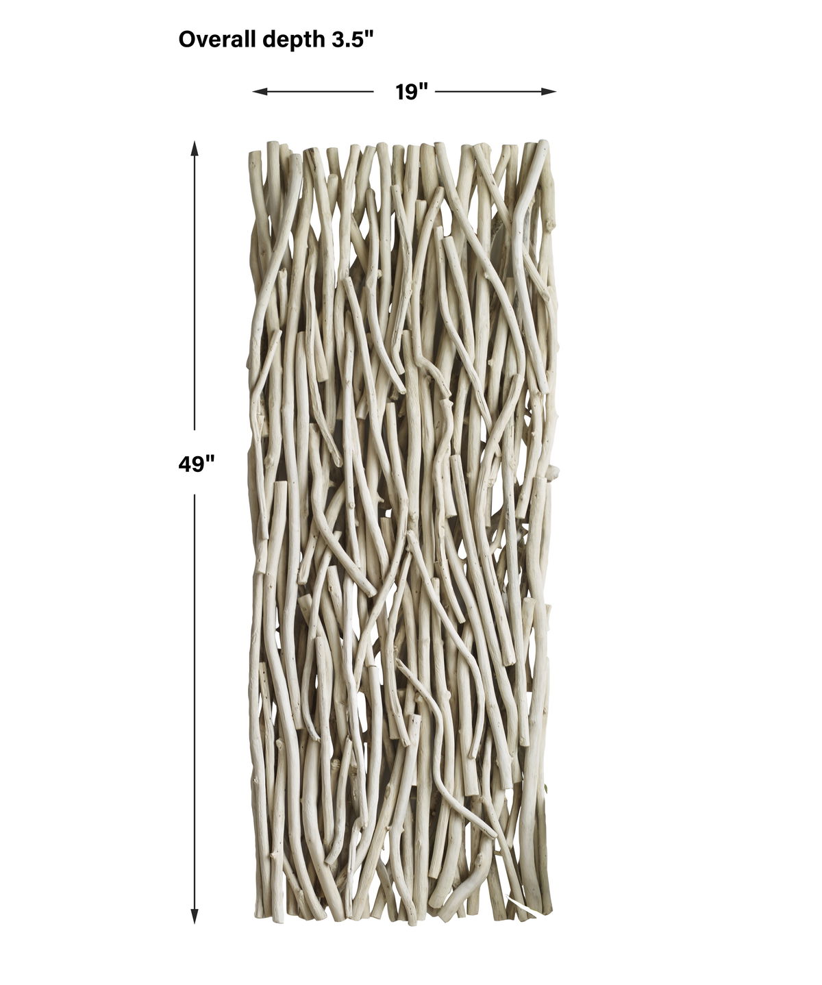 Gathered Teak Bleached Wood Wall Decor, Art by Uttermost, 19" width x 49" height x 3.5" depth View 3