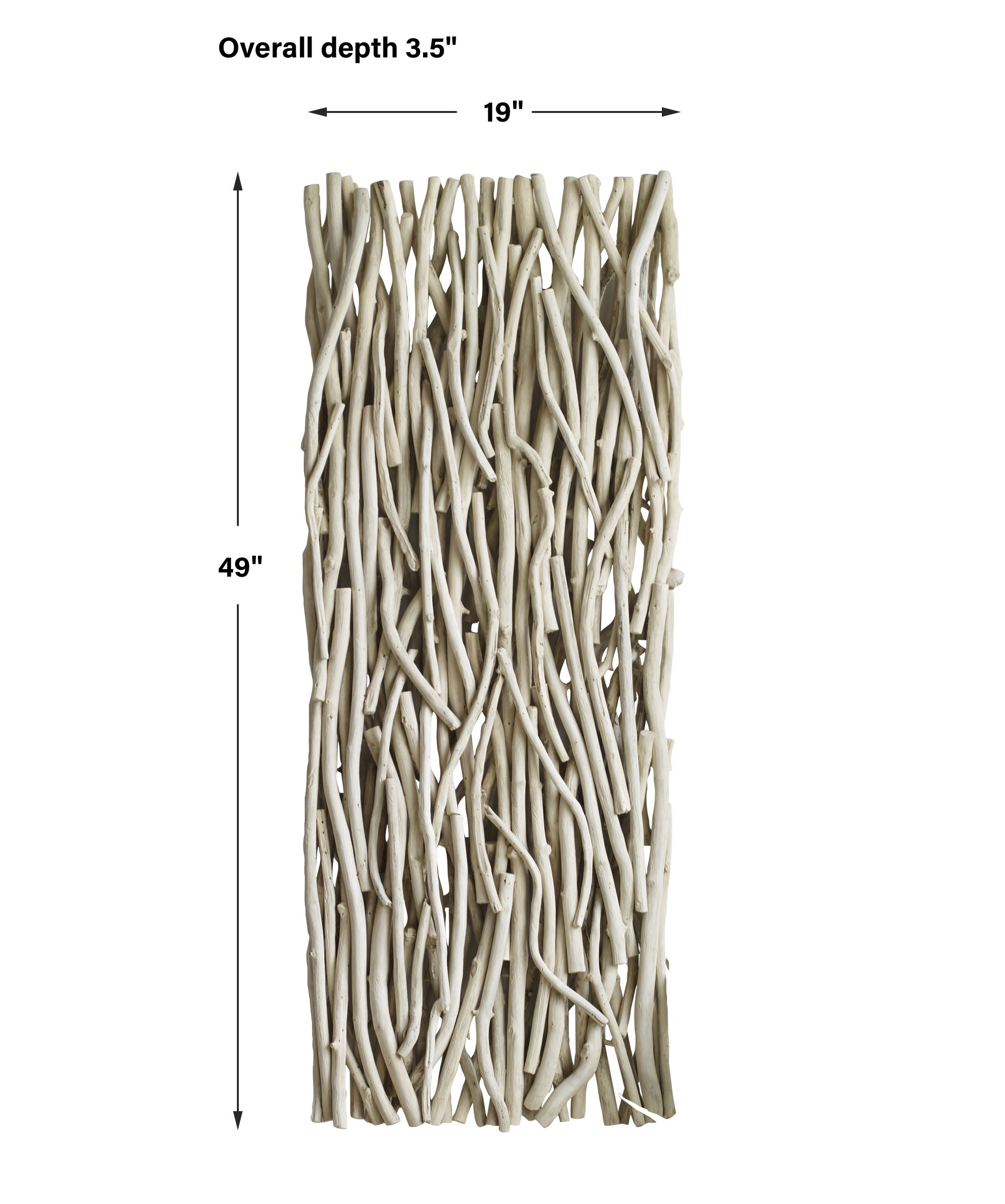 Gathered Teak Bleached Wood Wall Decor, Sculptural Wall Art by Uttermost, 19" width x 49" height x 3.5" depth View 3