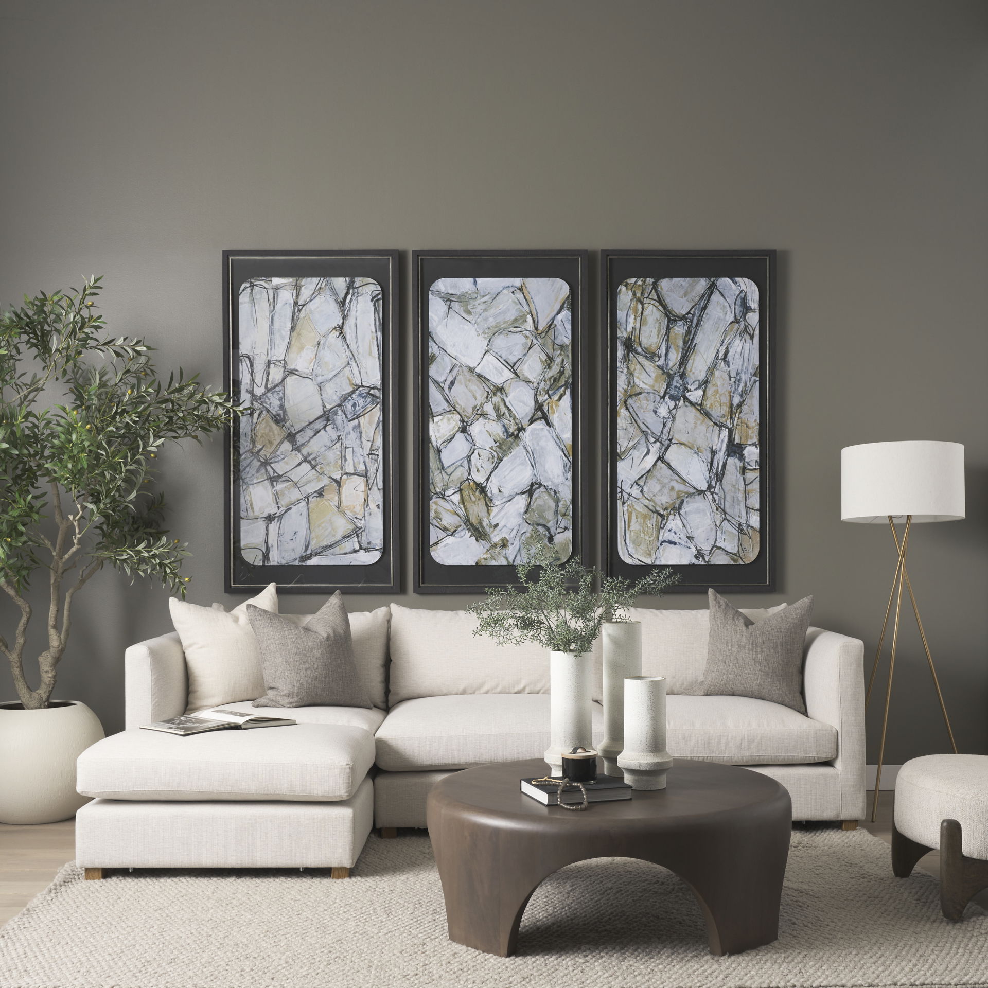 Halston Small Ottoman Oatmeal Performance Fabric, Sectional Sofa by Mercana, 38.5" length x 26.5" width x 19" height View 3