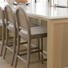 Elle Rounded Caneback Medium Brown Wood with Oatmeal Fabric Counter Stool thumbnail 2