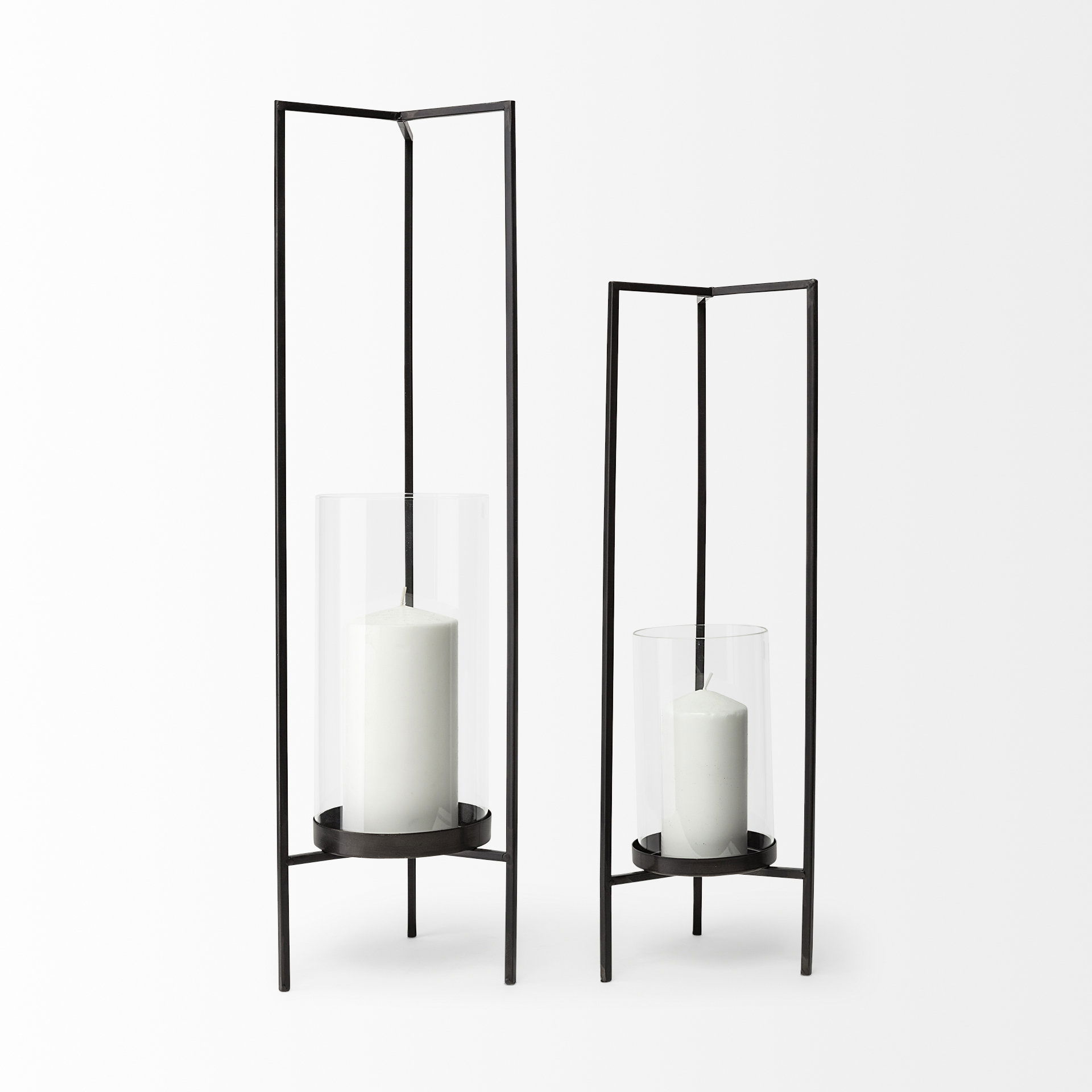 Abigail I Large Gunmetal Gray Metal Table Candle Holder, Candles & Candle Holder by Mercana, 8.07" length x 7.68" width x 29.72" height View 5