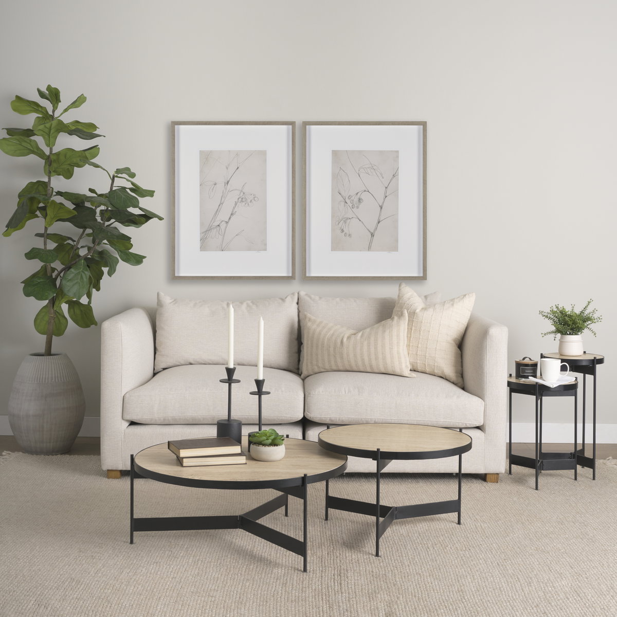 Wade Travertine Marble with Matte Black Metal End Tables, Side & End Table by Mercana, 26" length x 14" width x 24" height View 3