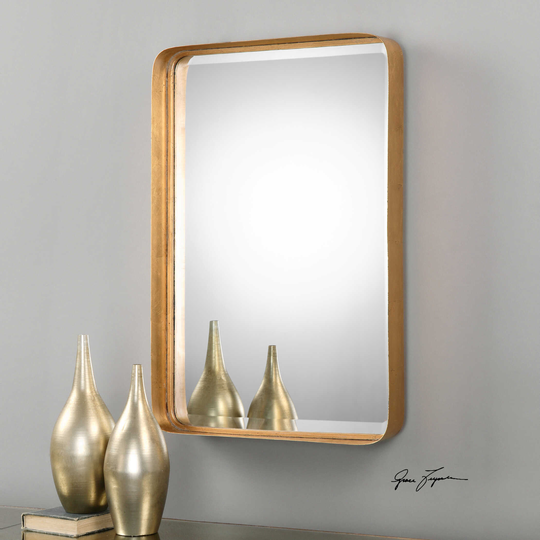 Crofton Antique Gold Mirror, by Uttermost, 20.12" width x 30.25" height x 3" depth View 6