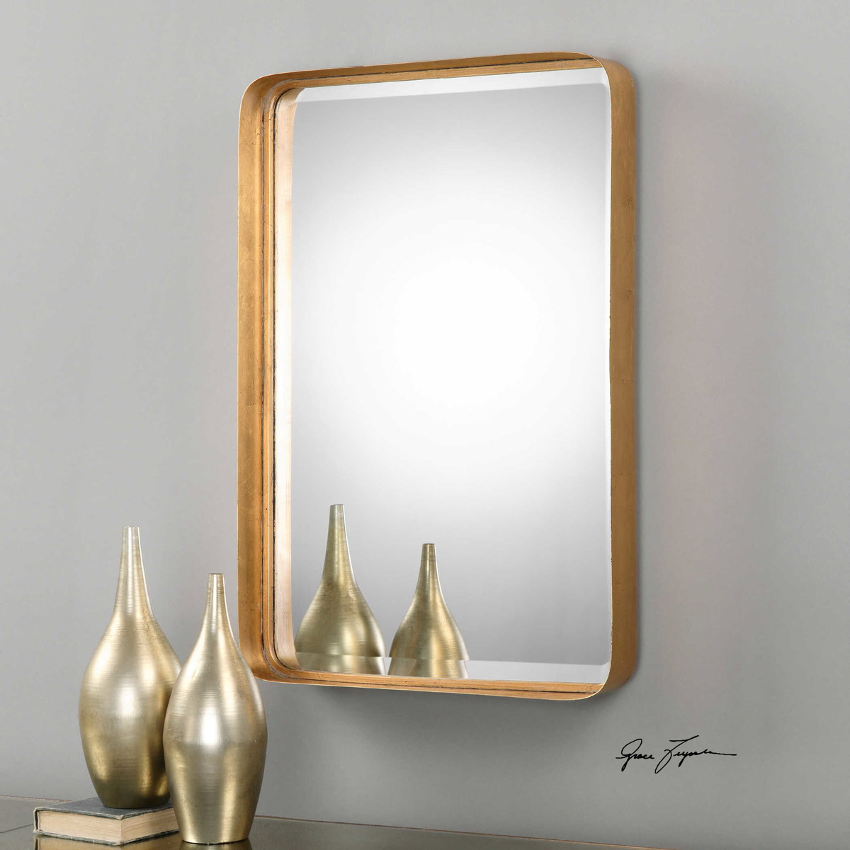 Crofton Antique Gold Mirror, by Uttermost, 20.12" width x 30.25" height x 3" depth View 6