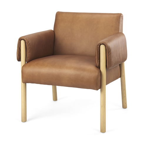 Ashton Brown Leather with Light Wood Accent Chair