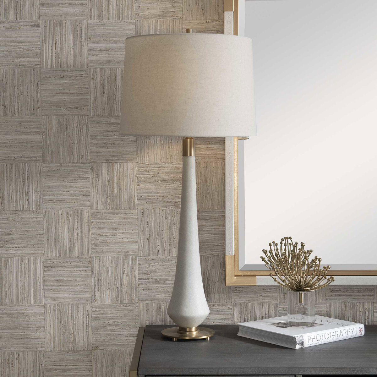 Marille Ivory Stone Table Lamp, by Uttermost, 1'4" width x 2'11.5" height x 1'4" depth View 2