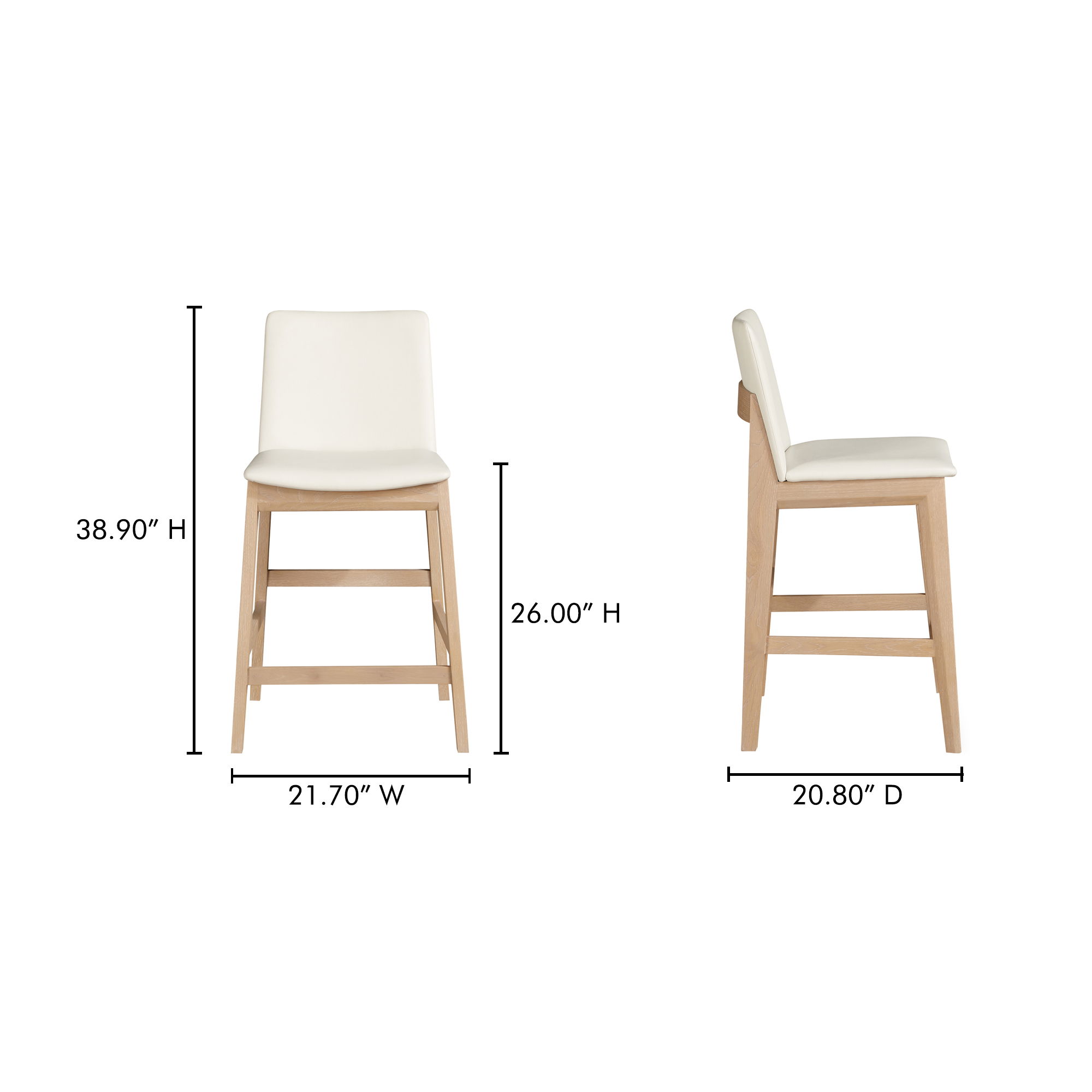 Deco Oak Counter Stool White Pvc large image 