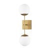 Edie Brushed Gold Metal with Frosted Glass Globes 2-Light Wall Sconce, by Mercana, 22" length x 7.5" width x 6" height thumbnail 1