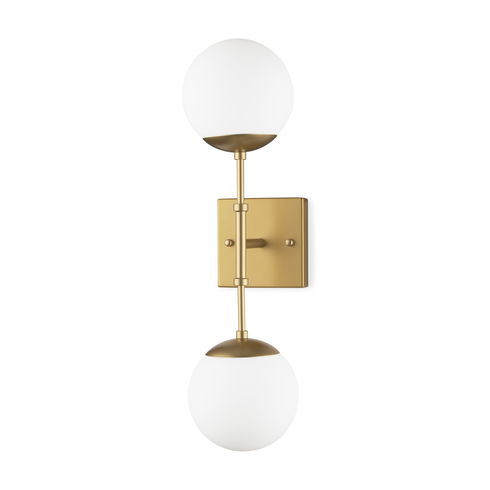 Edie Brushed Gold Metal with Frosted Glass Globes 2-Light Wall Sconce