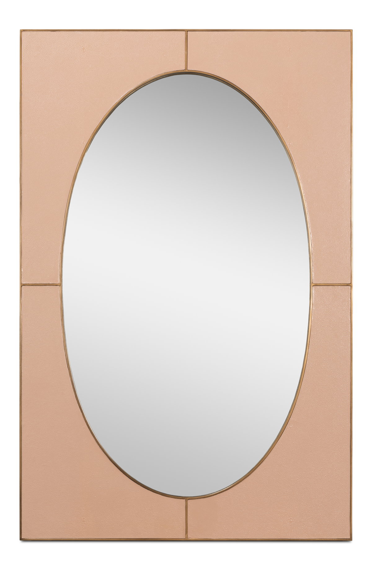 Francis Mirror Shagreen Antique Mushroom, by Sarreid, 1" length x 2'4" width x 3'7" height View 1