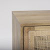 Grier 65' Light Brown Wood with Cane Media Console, by Mercana, 65" length x 18.75" width x 23" height thumbnail 7