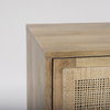 Grier 65' Light Brown Wood with Cane Media Console, by Mercana, 65" length x 18.75" width x 23" height thumbnail 8