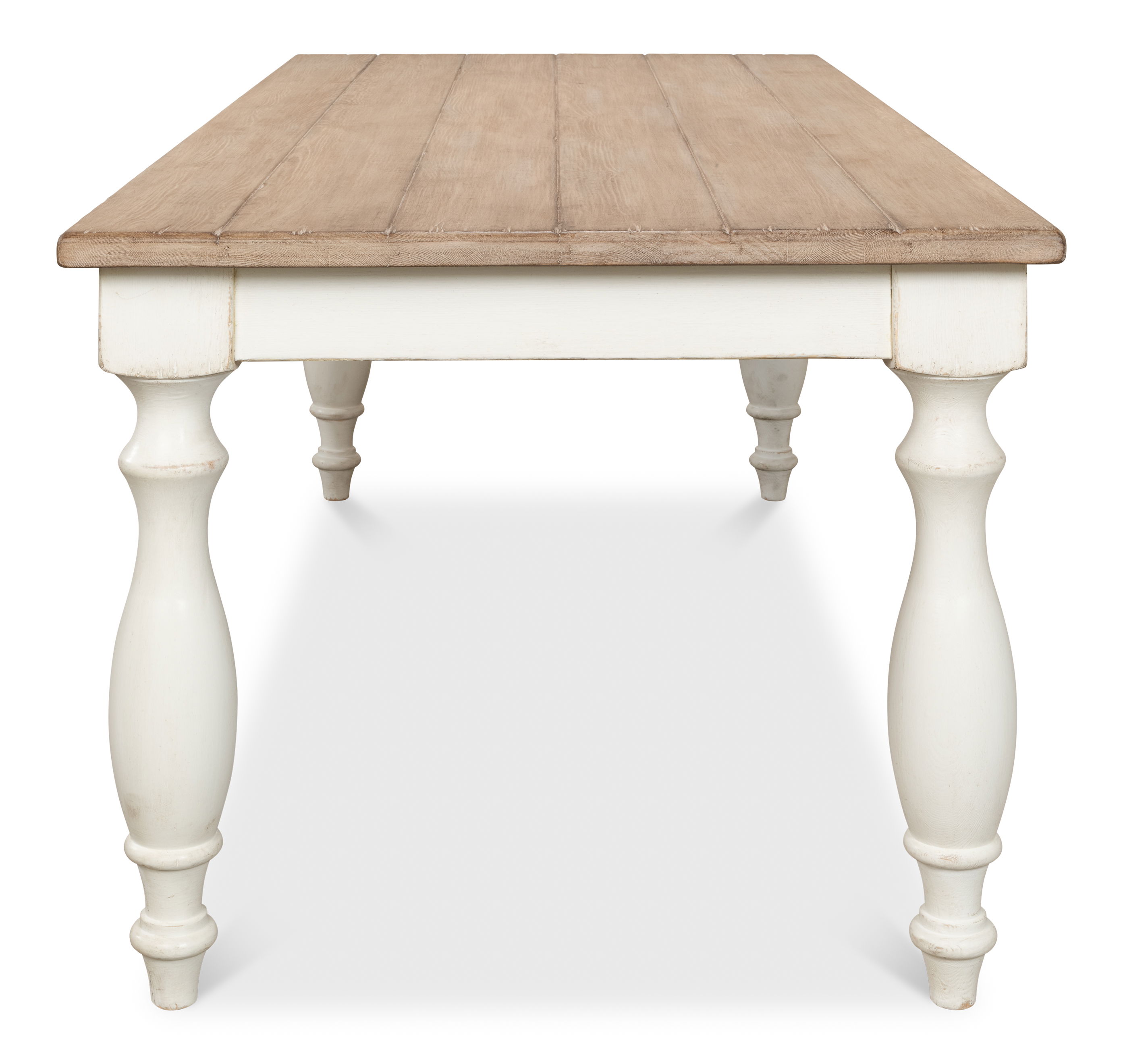 Brie Dining Table, Ant.White/Natural Top, by Sarreid, 84" length x 37" width x 31" height View 4