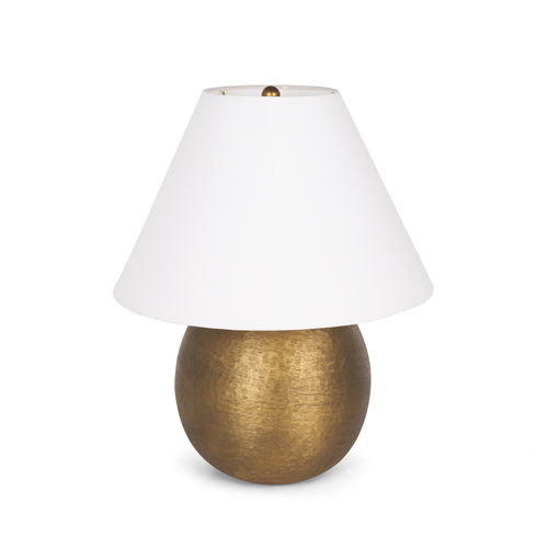 Sadiyah Antiqued Gold Brushed Metal with Cream Shade Table Lamp