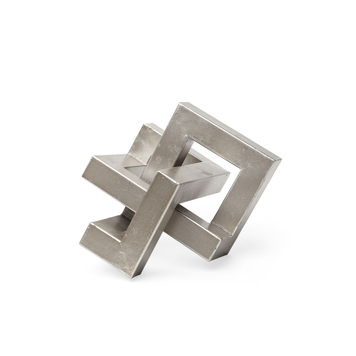 Link Small Silver Metal Sculpture Decorative Object, by Mercana, 7" length x 7.09" width x 7.09" height View 1