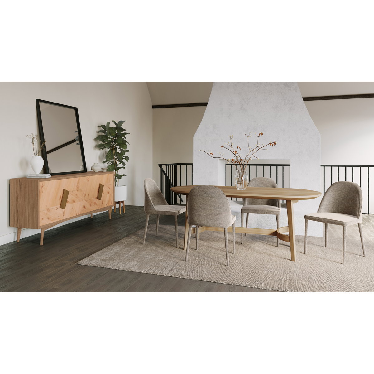 Burton Dining Chair Grey Vegan Leather - Set Of Two, by Moe's Home, 19" width x 33" height x 22" depth View 10