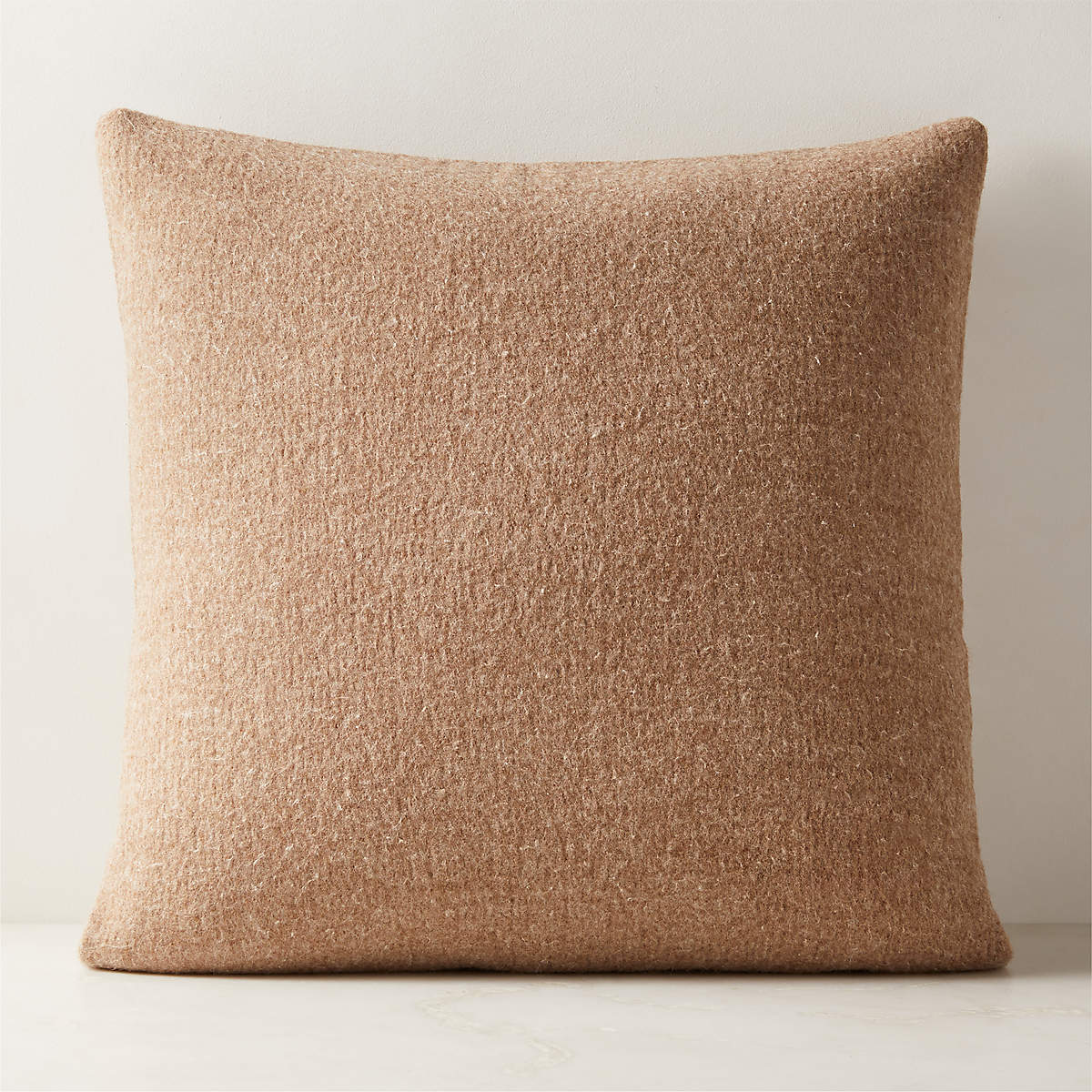 Online Designer Bedroom Tadeo Light Brown Boiled Wool Throw Pillow with Down-Alternative Insert 23"x23"
