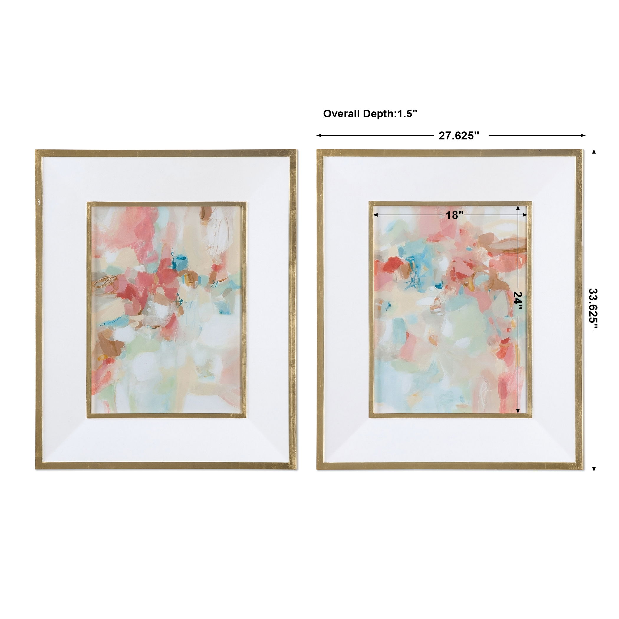 A Touch Of Blush And Rosewood Fences Art Set/2, Painting by Uttermost, 27.62" width x 33.62" height x 1.5" depth View 3