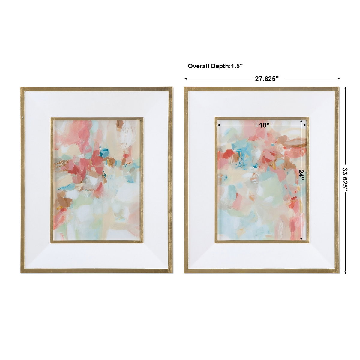 A Touch Of Blush And Rosewood Fences Art Set/2, by Uttermost, 27.62" width x 33.62" height x 1.5" depth View 3