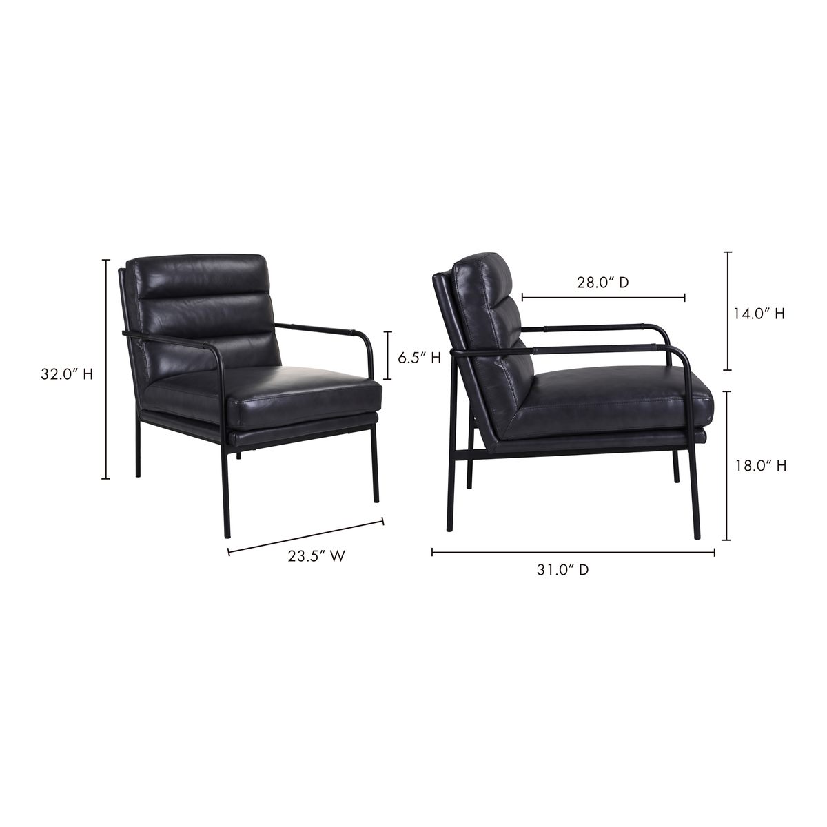 Verlaine Chair Raven Black, Accent Chair by Moe's Home, 23.5" width x 32" height x 31" depth View 8