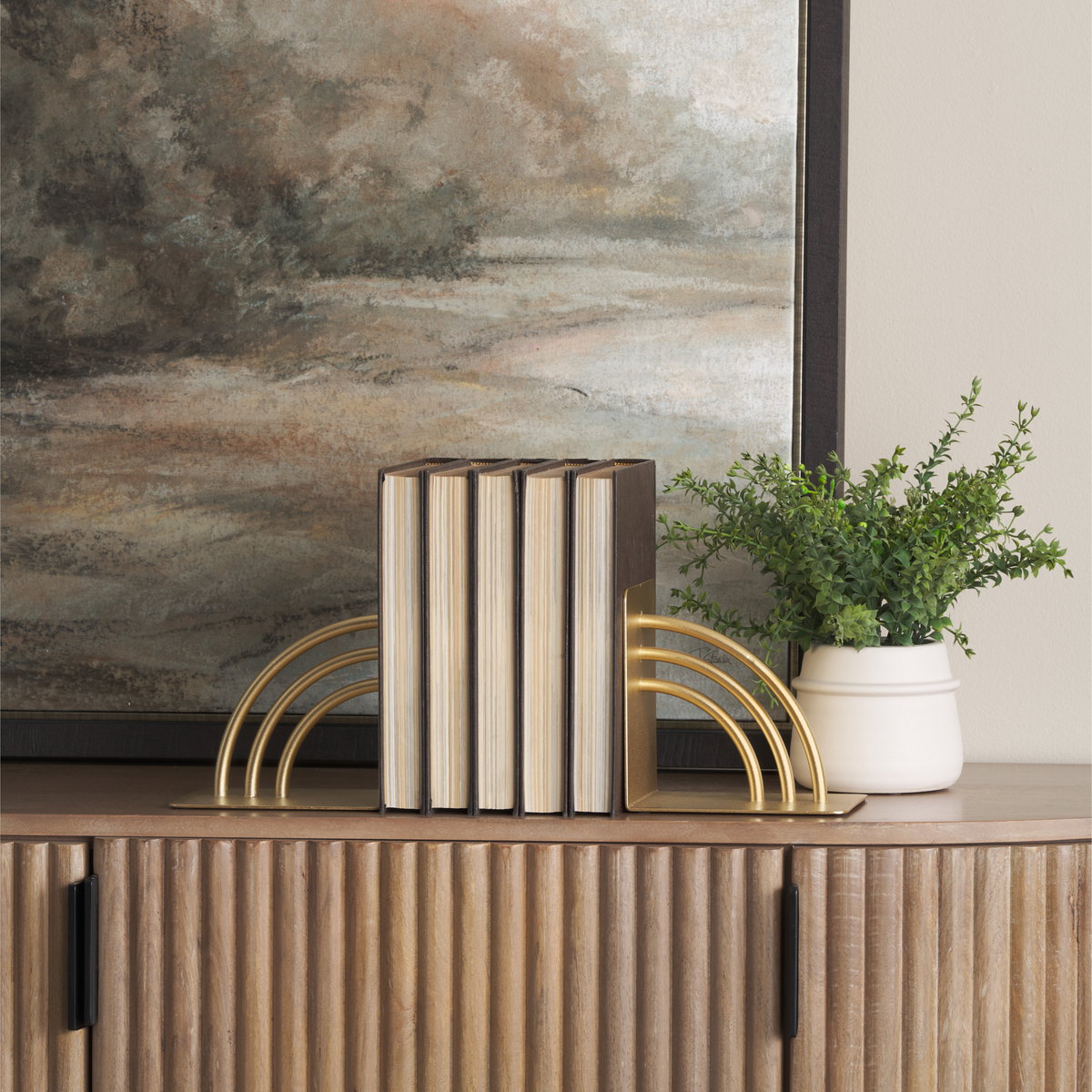 Hope Gold Metal Bookends, by Mercana, 5.91" length x 4.72" width x 5.91" height View 2