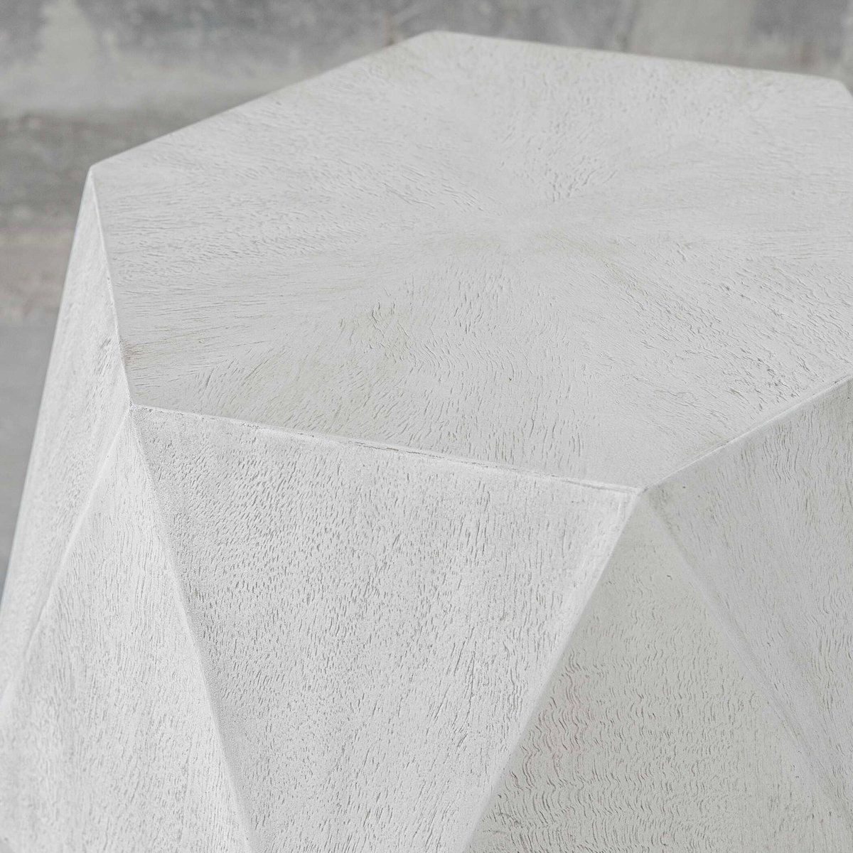 Volker White Geometric Accent Table, Side & End Table by Uttermost, 18" width x 18" height x 15.6" depth View 7
