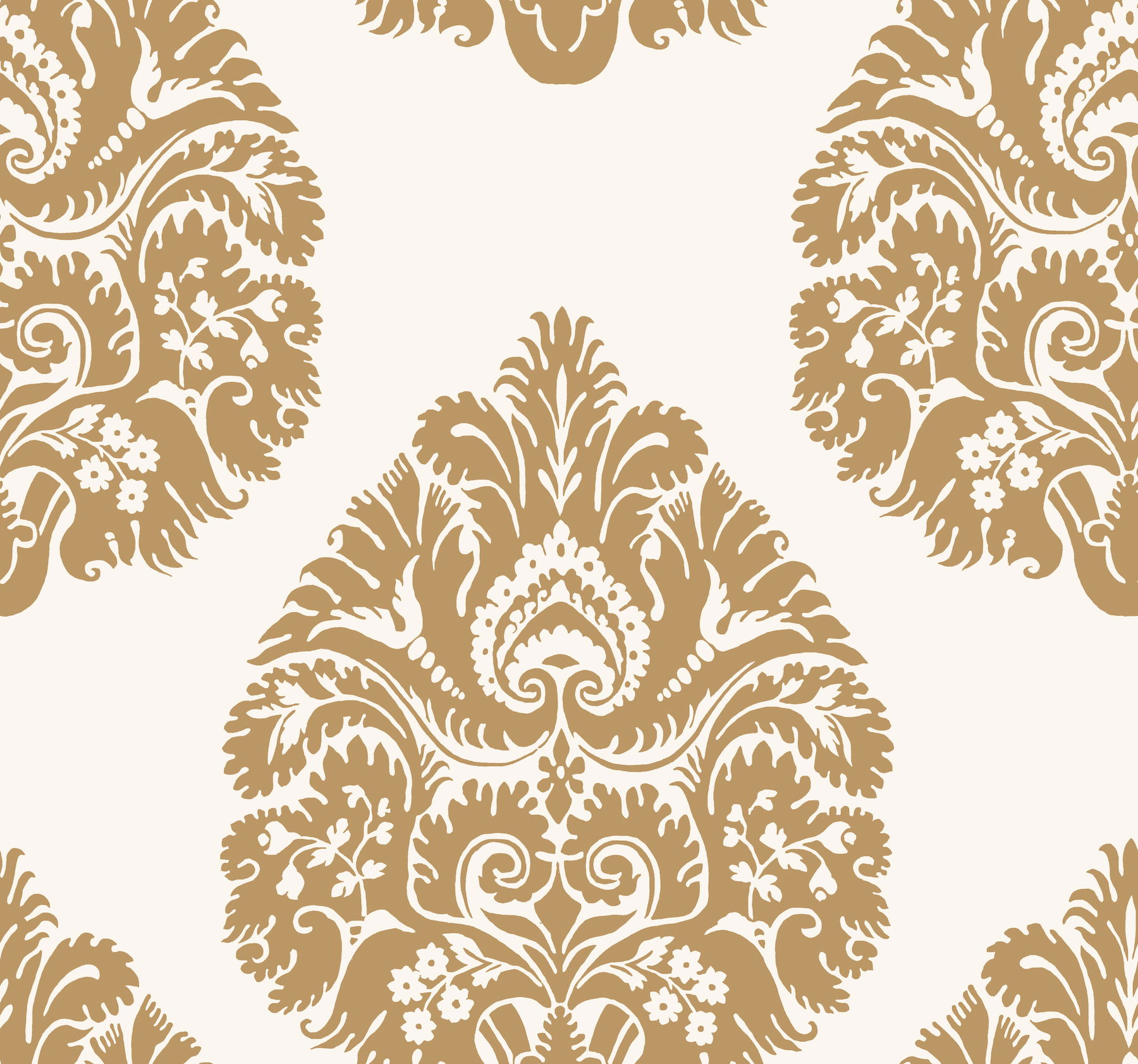 Teardrop Damask Gold Wallpaper, by York Wall, 27' length x 2'3" width x 0.02" depth View 1