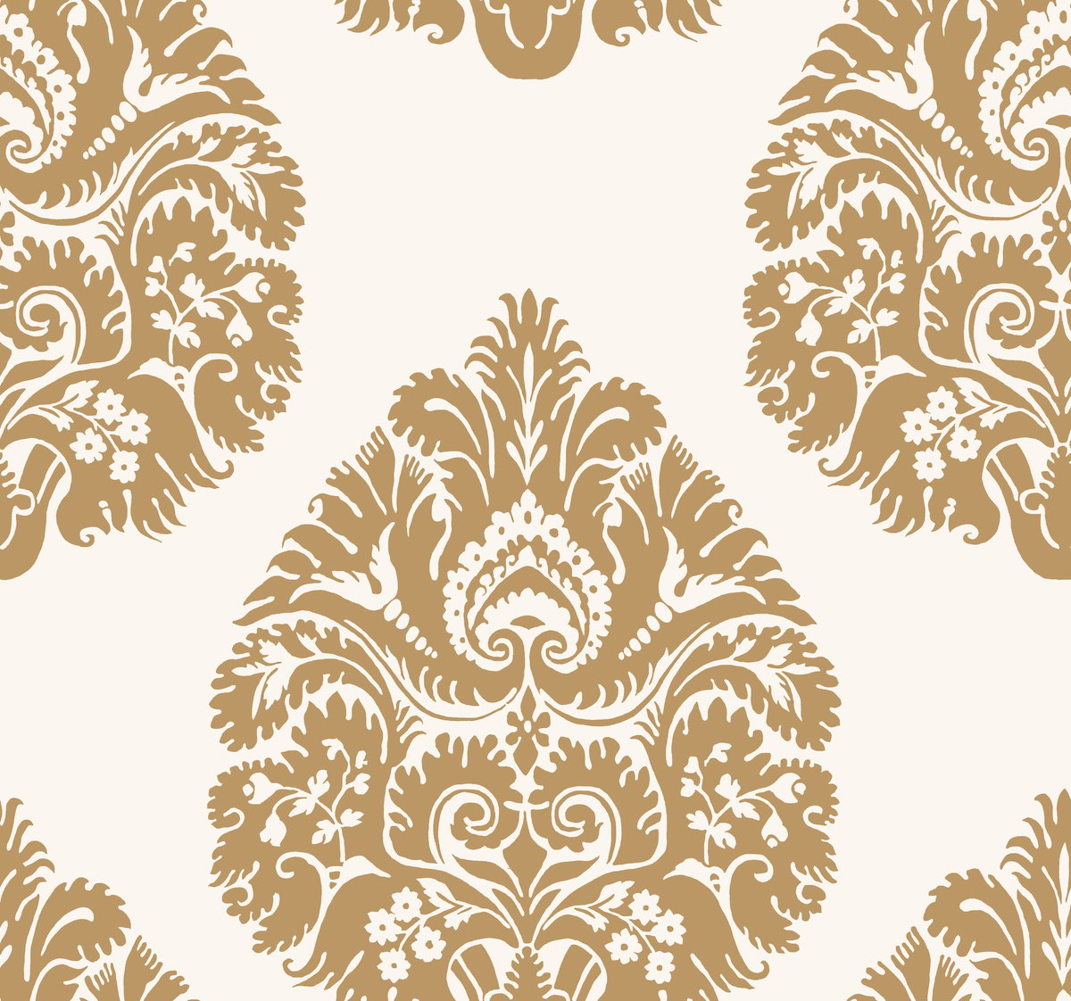 Teardrop Damask Gold Wallpaper, by York Wall, 27' length x 2'3" width x 0.02" depth