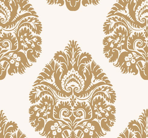 Teardrop Damask Gold Wallpaper